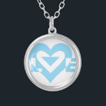 Coole Liebe Grafik, blau Versilberte Kette<br><div class="desc">Ein grafisches Logo-Design,  maßgeschneidert. LIEBE blau.</div>