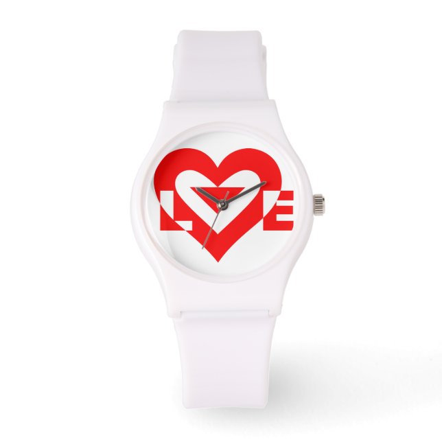 Coole Liebe Grafik, rot Armbanduhr (Vorderseite)