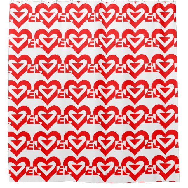 Coole Liebe Grafik, rot Duschvorhang (Vorderseite)
