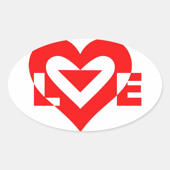 Coole Liebe Grafik, rot Ovaler Aufkleber (Vorderseite)