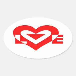 Coole Liebe Grafik, rot Ovaler Aufkleber