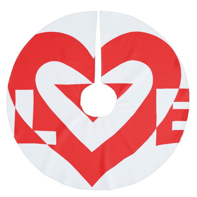 Coole Liebe Grafik, rot Polyester Weihnachtsbaumdecke (Vorderseite)