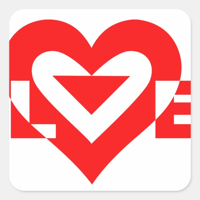Coole Liebe Grafik, rot Quadratischer Aufkleber (Vorderseite)