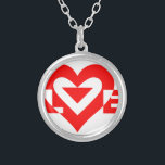 Coole Liebe Grafik, rot Versilberte Kette<br><div class="desc">Benutzerdefiniertes Logo-Design. LIEBE in Rot.</div>