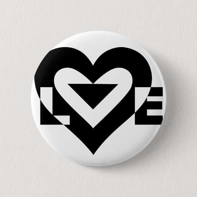 Coole Liebe Grafik, schwarz Button (Vorderseite)