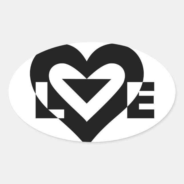 Coole Liebe Grafik, schwarz Ovaler Aufkleber (Vorderseite)