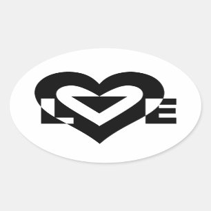 Coole Liebe Grafik, schwarz Ovaler Aufkleber