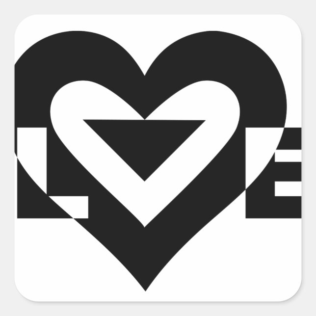 Coole Liebe Grafik, schwarz Quadratischer Aufkleber (Vorderseite)