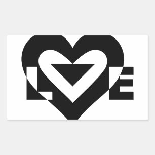 Coole Liebe Grafik, schwarz Rechteckiger Aufkleber