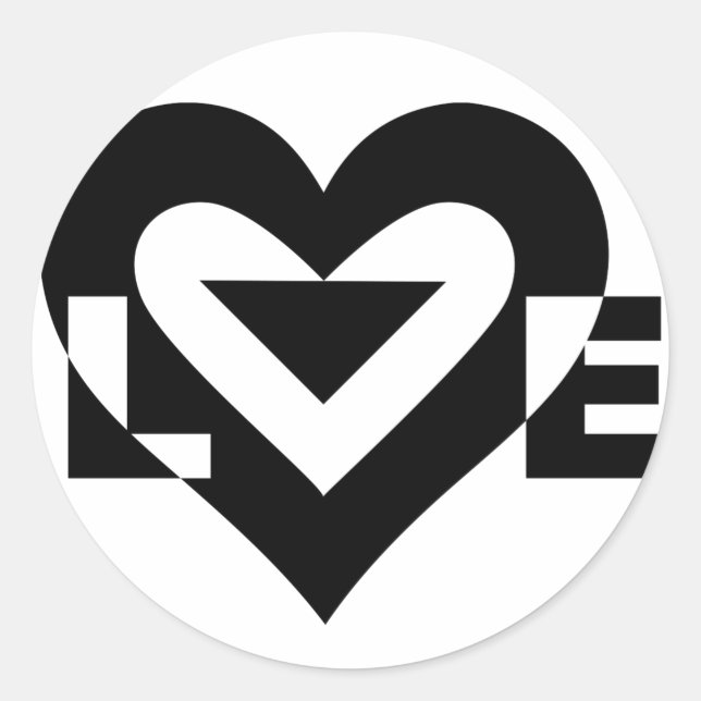 Coole Liebe Grafik, schwarz Runder Aufkleber (Vorderseite)