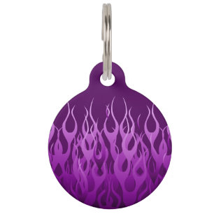Coole lila laufende Flammen-Button-Streifen Tiernamensmarke