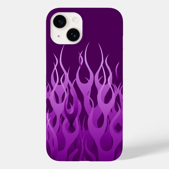Coole Lila Racing-Flammen Case-Mate iPhone 14 Hülle (Rückseite)