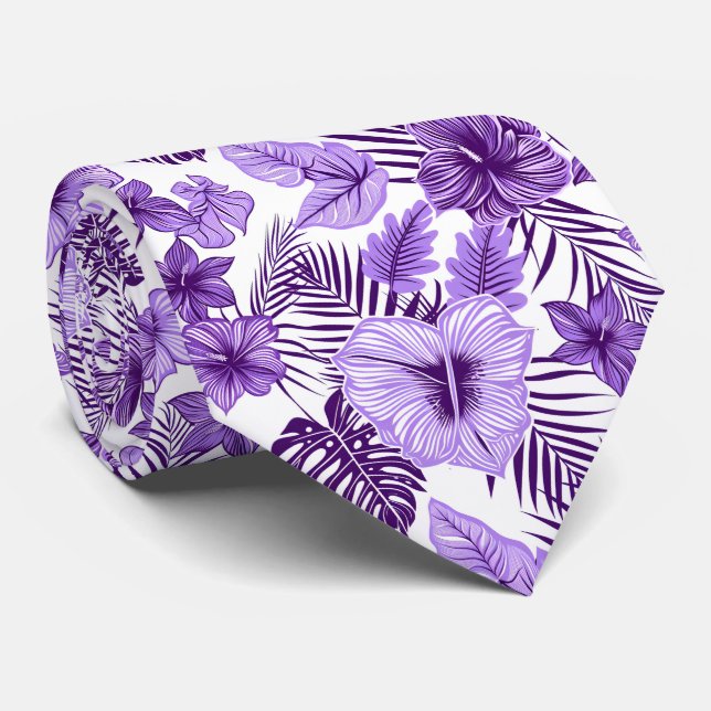 Coole lila tropische Blüte Krawatte (Gerollt)