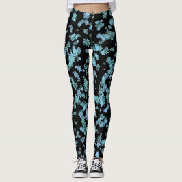 Coole Lila und blaue Schneeflocken Schwarze Leggin Leggings