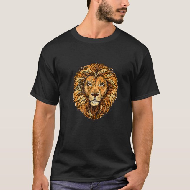 Coole Lion Head Design T-Shirt (Vorderseite)