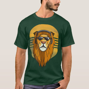 Coole Lion mit Kopfhörermusik T-Shirt