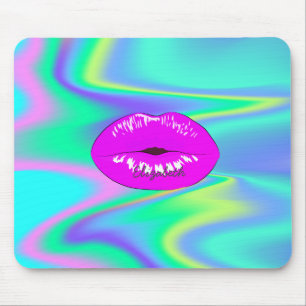Coole Lippen, holografischer Regenbogen Mousepad