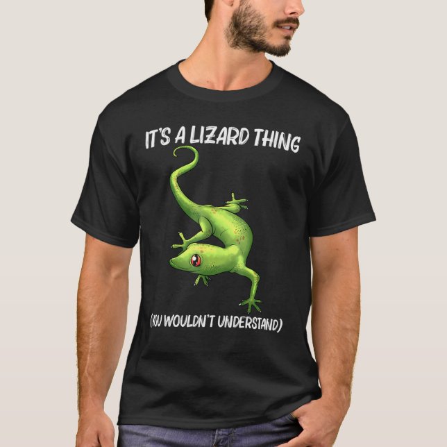Coole Lizard für Männer Gecko Green Reptile Anim T-Shirt (Vorderseite)