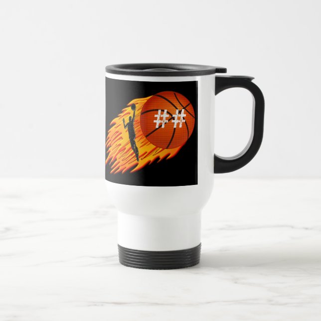 Coole lodernde Basketball-Tassen mit 4 TEXT-KÄSTEN Reisebecher (Rechts)