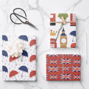 coole Londoner Muster-Party-Wrapping-Papierblätter Geschenkpapier Set