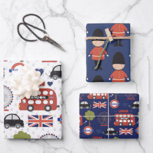 coole Londoner Muster-Party-Wrapping-Papierblätter Geschenkpapier Set