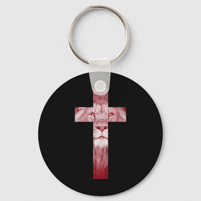 Coole Löwe Judah kreuzen Jesus Gabe für Christen Schlüsselanhänger (Vorderseite)