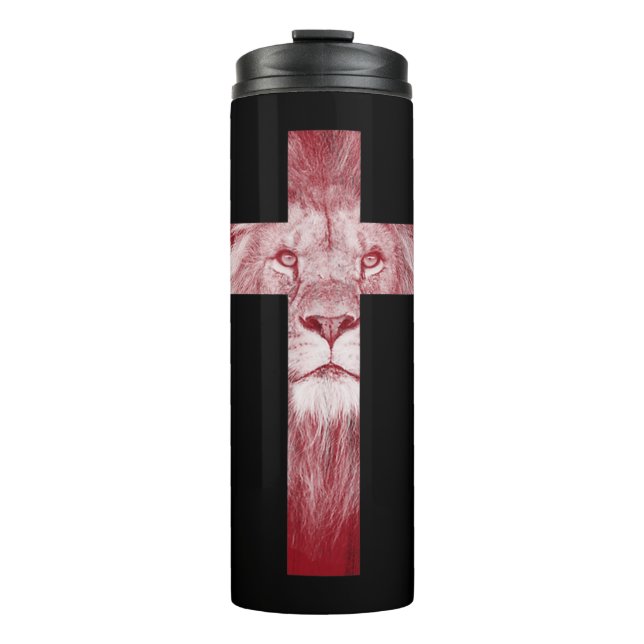 Coole Löwe Judah kreuzen Jesus Gabe für Christen Thermosbecher (Vorderseite)