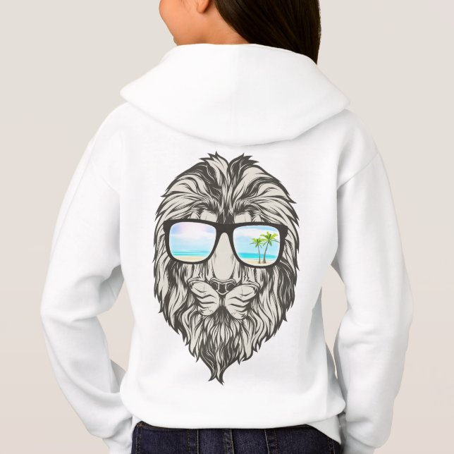 Coole Löwe mit Sommersonne Hoodie (Rückseite)