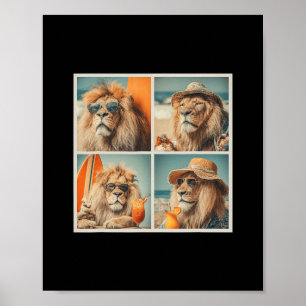 Coole Löwen mit Sungles Strandtiere Urlaub Summe Poster