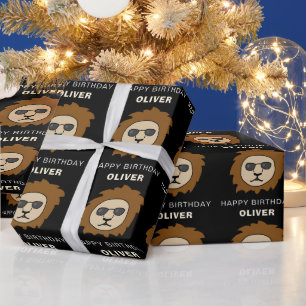 Coole Löwenkopfmuster Tier Geburtstag Geschenkpapier