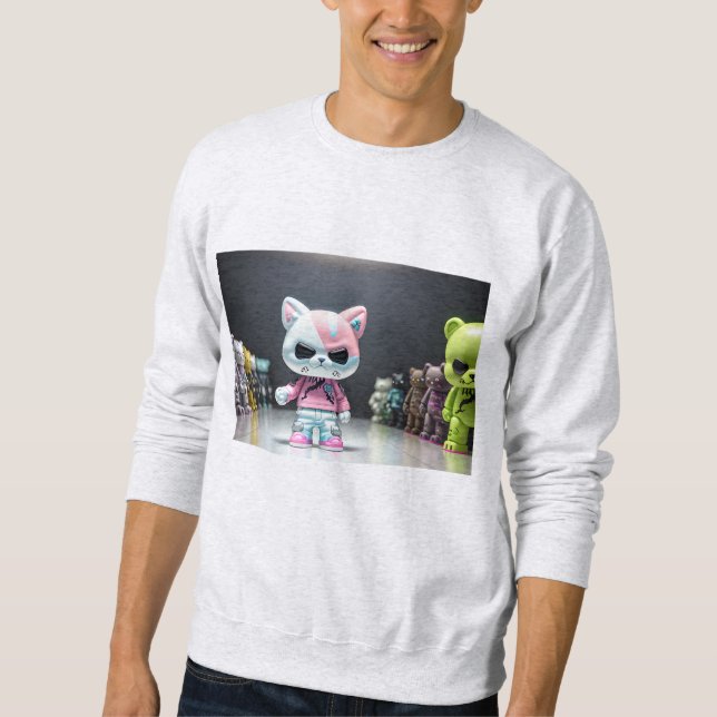 Coole lustige Alien Monster Cat Squad Sweatshirt (Vorderseite)