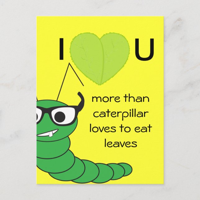 Coole lustige Nerdy Raupe Valentinstag Feiertagspostkarte (Vorderseite)