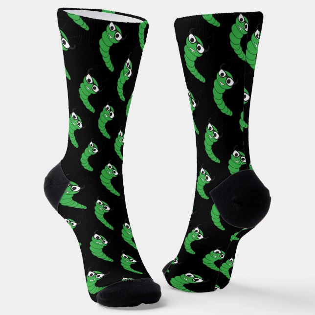 Coole lustige Nervenkitzel-Raupe mit Brillenmuster Socken (Gewinkelt)