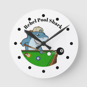 Coole lustige Rebellen-Poolhaiar-Uhr für die Wand Runde Wanduhr