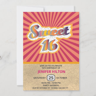 Coole lustige Retro-Typografie süß 16 Einladung