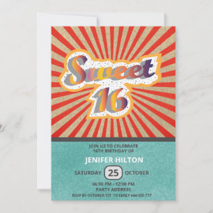 Coole lustige Retro-Typografie süß 16 Einladung