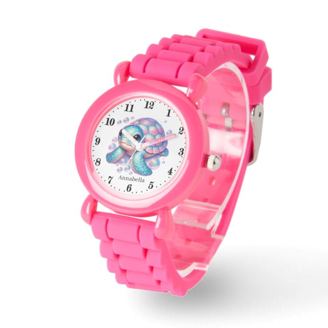 Coole Mädchen Meeresschildkröte tragen den Namen Armbanduhr (Winkel)