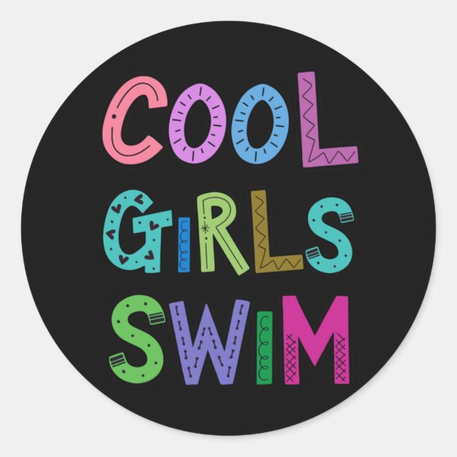 Coole Mädchen schwimmen schwimmen Schwimmerinnen K Runder Aufkleber (Vorderseite)