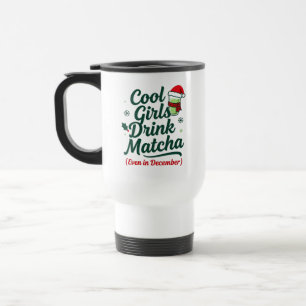 Coole Mädchen trinken Matcha sogar im Dezember Wei Reisebecher