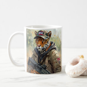 Coole MAGA Big Cat mit Gun & Camouflage JAGUAR Kaffeetasse