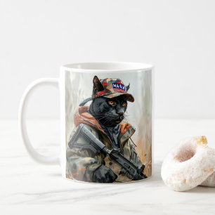 Coole MAGA-Katze mit Gun & Camouflage BLACK PANTHE Kaffeetasse