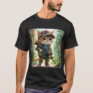 Coole MAGA-Katze mit Gun und Camouflage Niedlich A T-Shirt