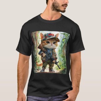 Coole MAGA-Katze mit Gun und Camouflage Niedlich A T-Shirt