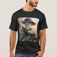 Coole MAGA Kuh mit Gun und Camouflage Niedlich AME