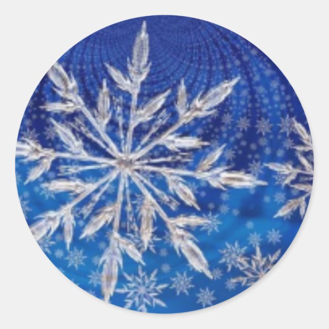 Coole magnificent Glittering Blue Snowflake Runder Aufkleber (Vorderseite)