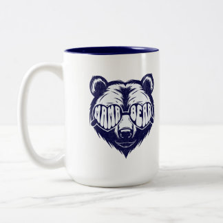 Coole Mama-Bärin trägt Sonnenbrille Navy Blau Tier Zweifarbige Tasse