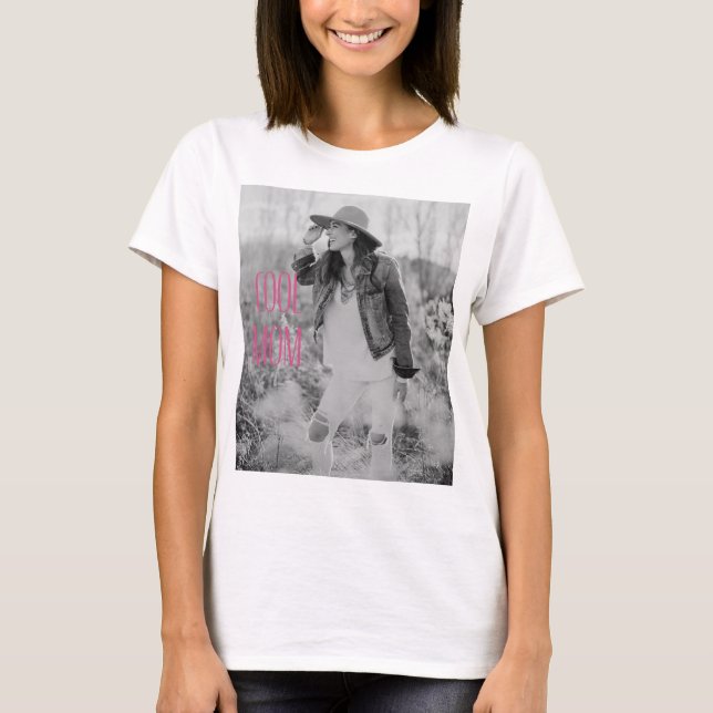 Coole Mama Cool Kinder Zwei Fotos T-Shirt (Vorderseite)