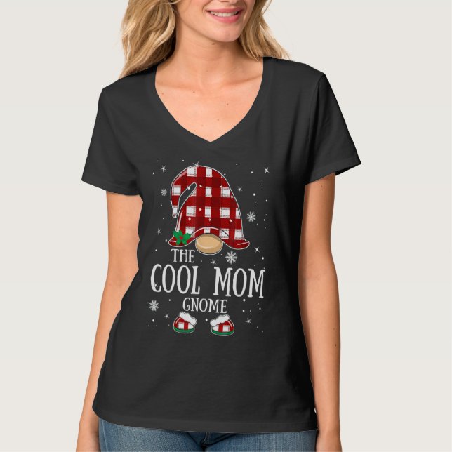 Coole Mama Gnome Buffalo Kariert Matching Family C T-Shirt (Vorderseite)