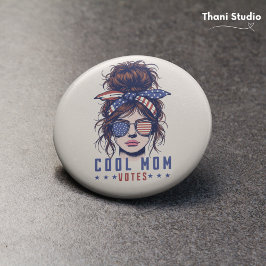 Coole Mama wählt Vintag Messy Hair Lady Election Button