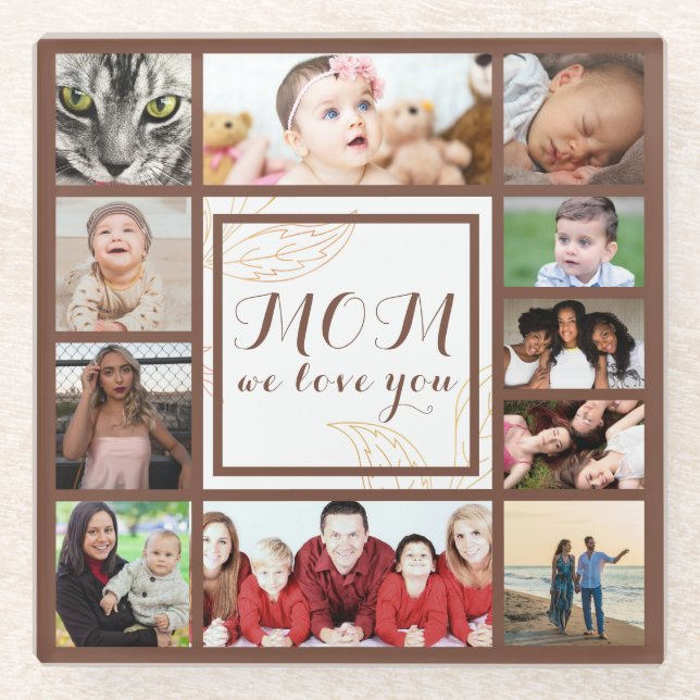 Coole Mama Wir Liebe Sie FotoCollage Glasuntersetzer (Vorderseite)